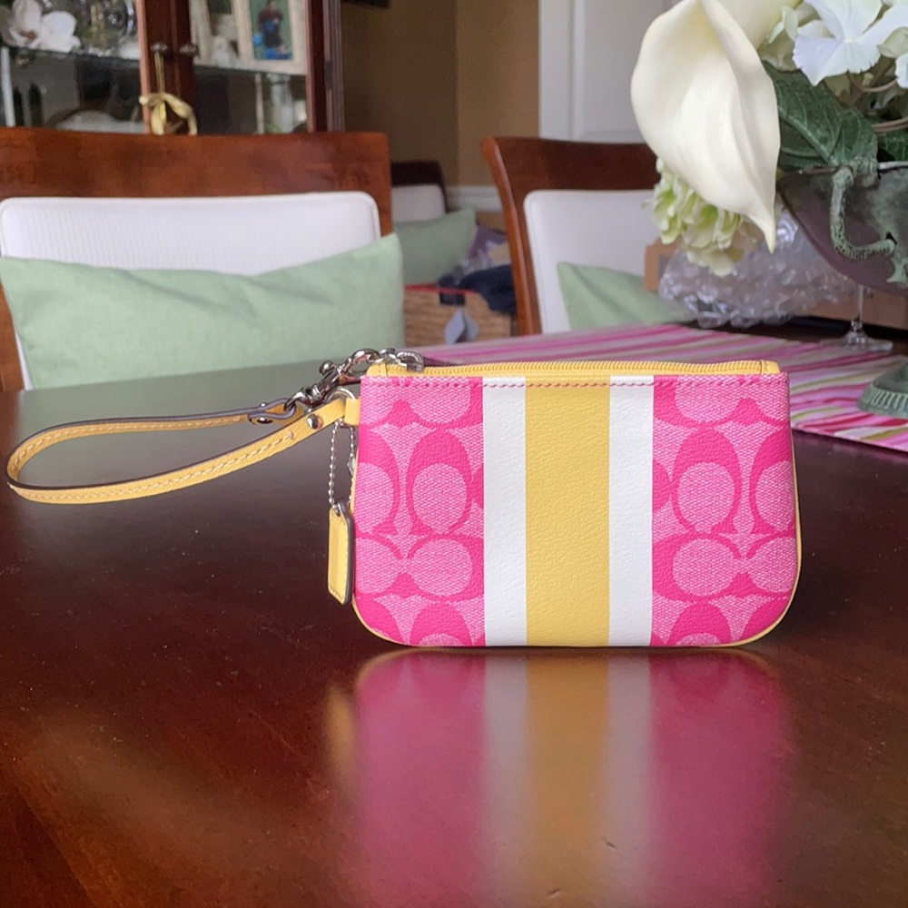 Coach Pink & Yellow Wristlet